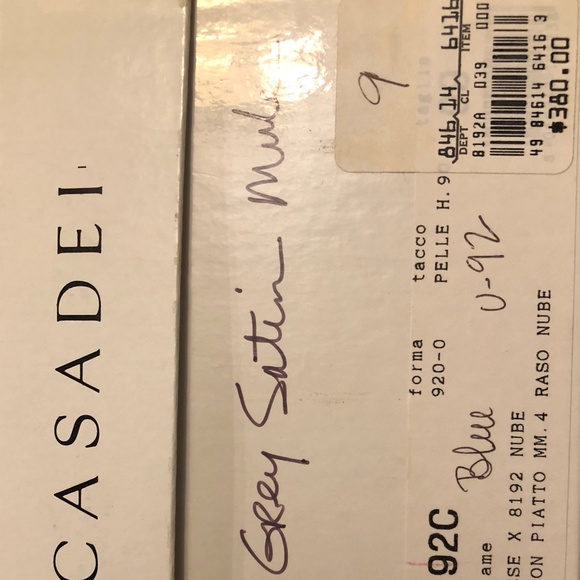 NIB CASADEI BLUE GREY SATIN MULE HEEL 9 - Picture 7 of 7